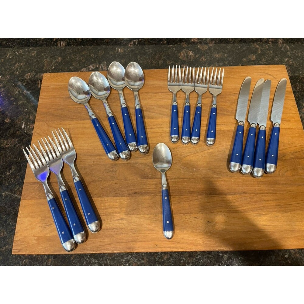 Vintage Oneida Flatware: Palette Cobalt Line 16 pc